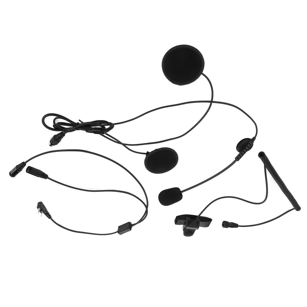 Motorcycle Earpiece Mic 2 Pin PTT Black Bike Helmet Headset Microphone for Kenwood 2 Way Radio