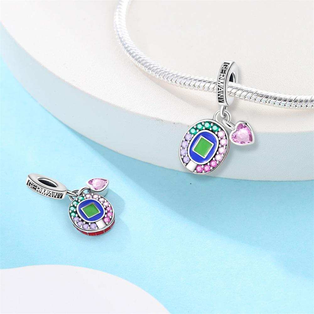 Original Charms Copper Colored Circular Heart Pendant Beads Fit Bracelet Women Jewelry Making Diy Gift