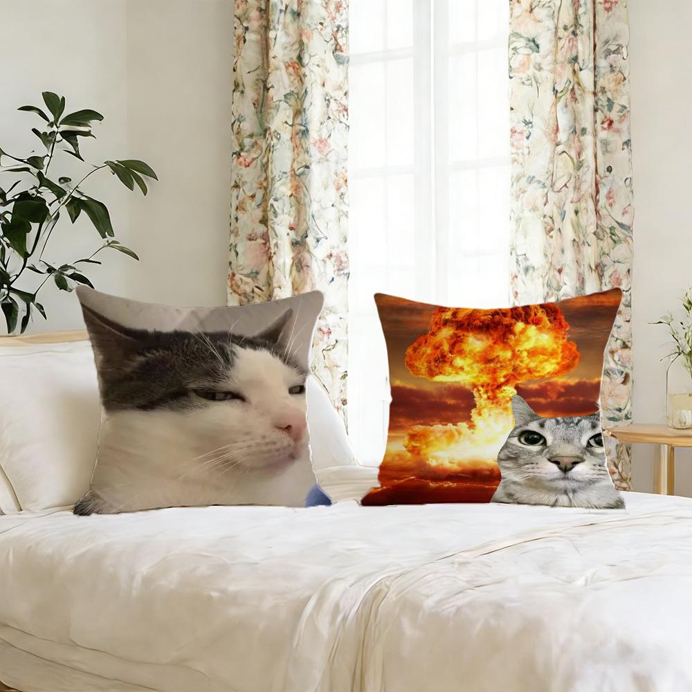 Meme Cat Funny Cushion Cover For Pillow Printing Sofa Decoration Home Car Room Coffee Shop Office Nordic Simplicity