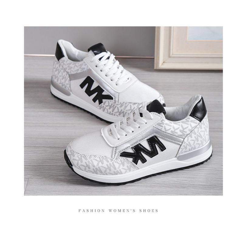 Plus Size Women's Shoes 2025 Spring/Fall Women's Patchwork Lace-Up Leather Casual Sneakers Flats