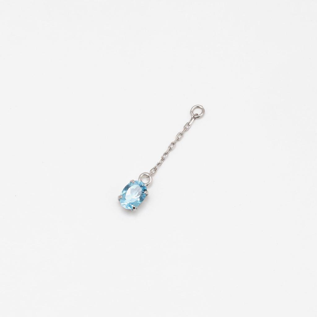 ESTELLE [Official] Women's Earring Charm in 10K White Gold with November Birthstone Blue Topaz (Single Ear) 0720-6997-0005-0000