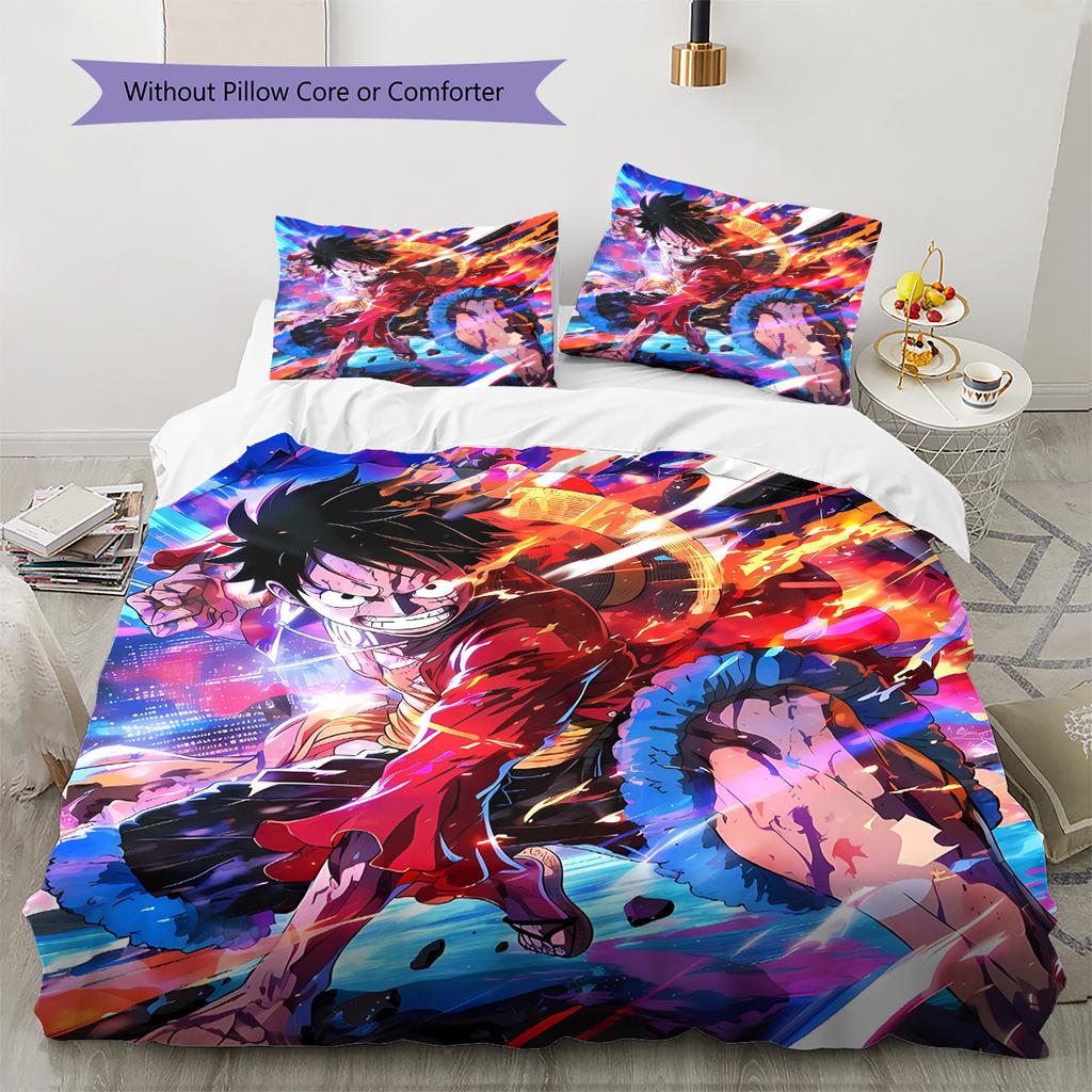 Luffy Pattern Bedding Quilt Set Quilt Cover Pillowcase Home Decoration Gift (1 * duvet cover + 2 * pillowcase, without core)