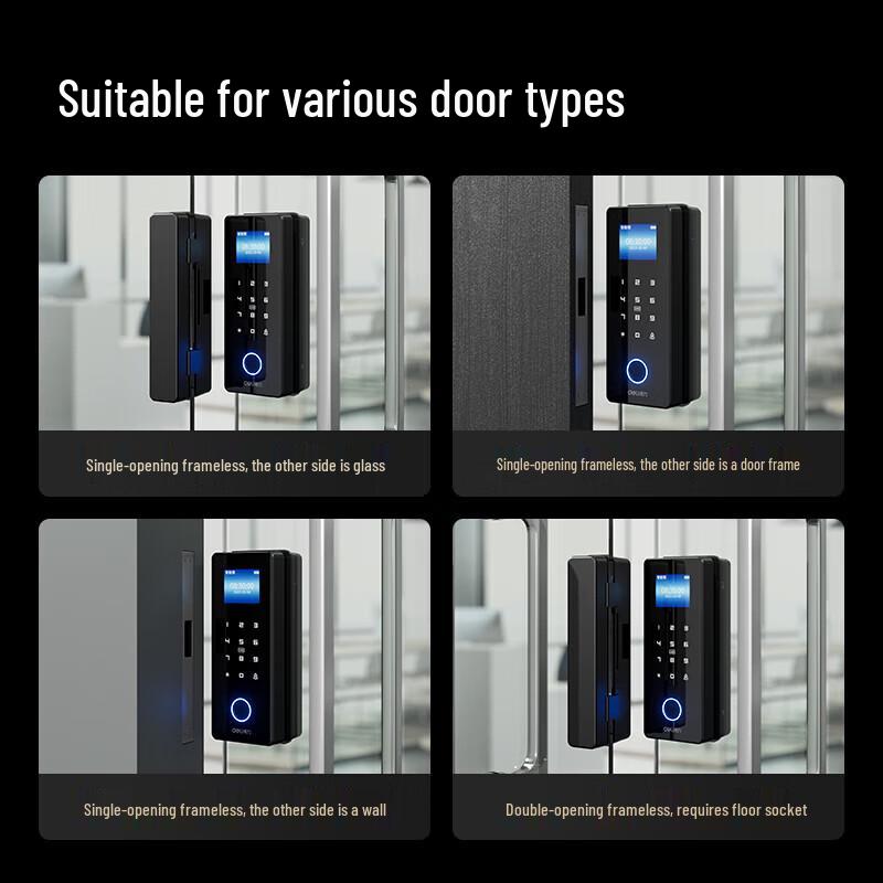 Deli AL100 No-Drill Smart Glass Door Lock