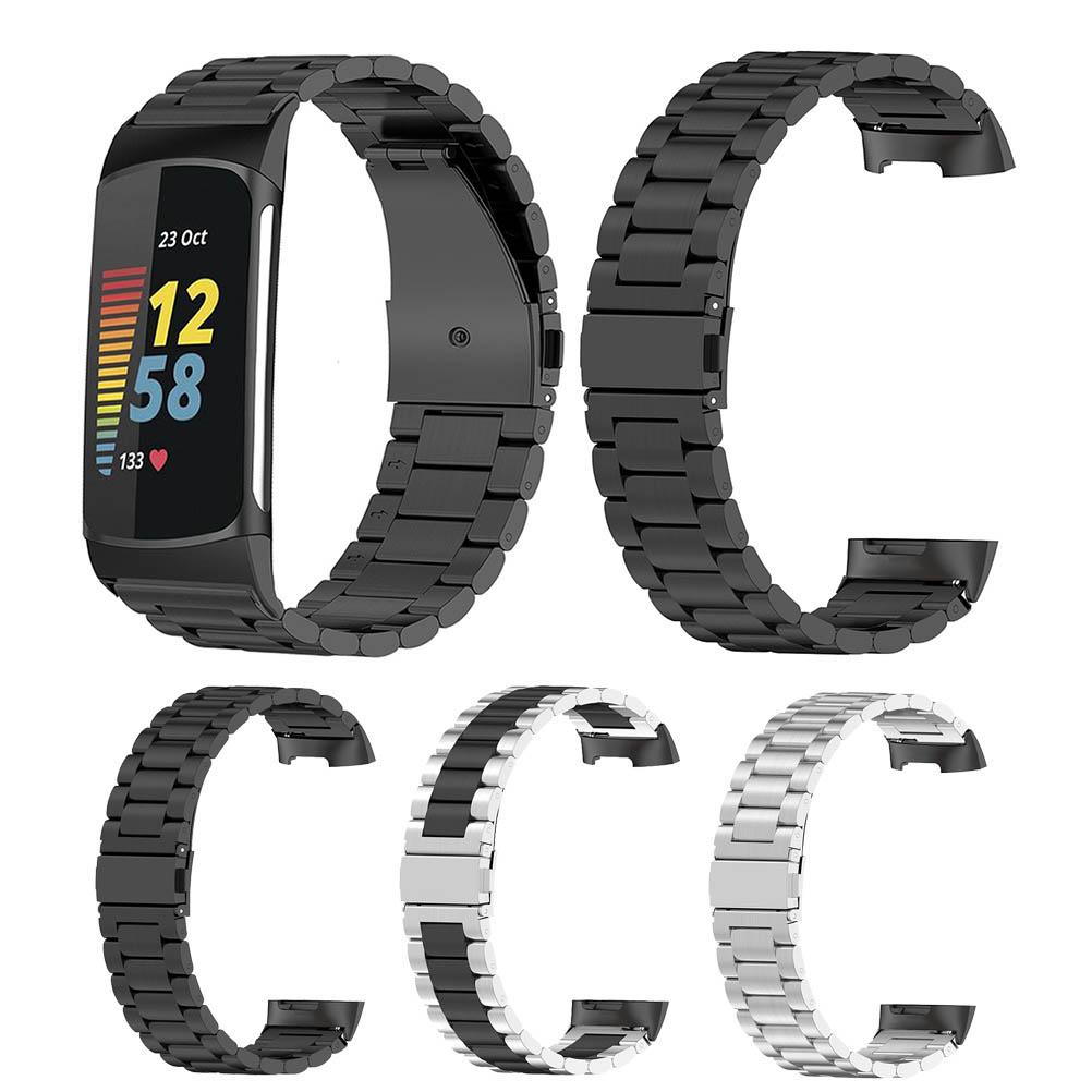 Edelstahl-Uhrenarmband Kompatibel für Fitbit Charge 5 Klassisch Schnellwechsel-Armbänder Uhrenarmband mit Werkzeug für Herren