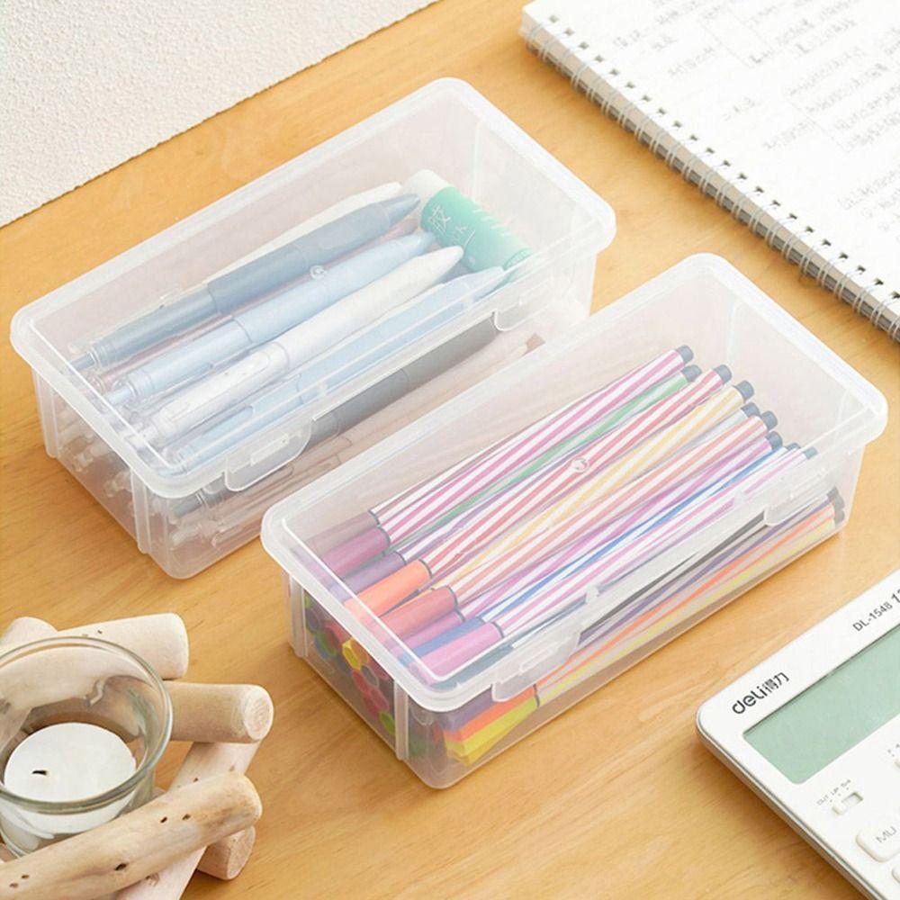 1Pcs Large Capacity Pencil Case With Buckled Storage Box New Plastic Pencil Box