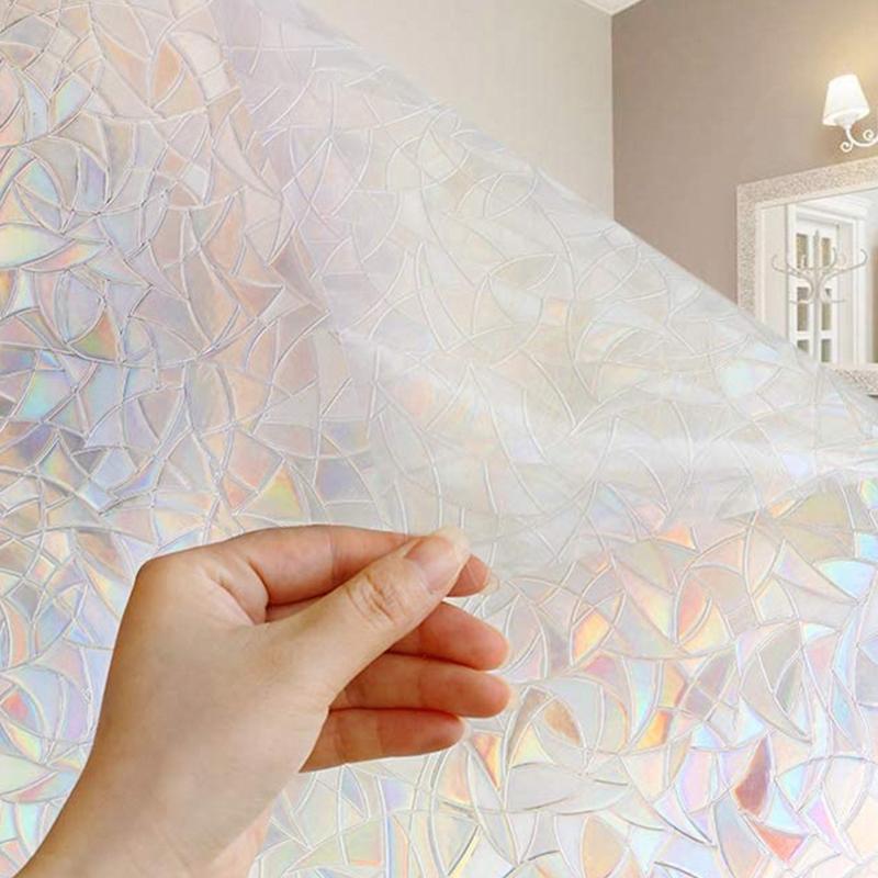 Window Privacy Film Static Clings Vinyl 3D Decals Stickers Rainbow Film for Glass Door Heat Control Anti UV Window Stickers