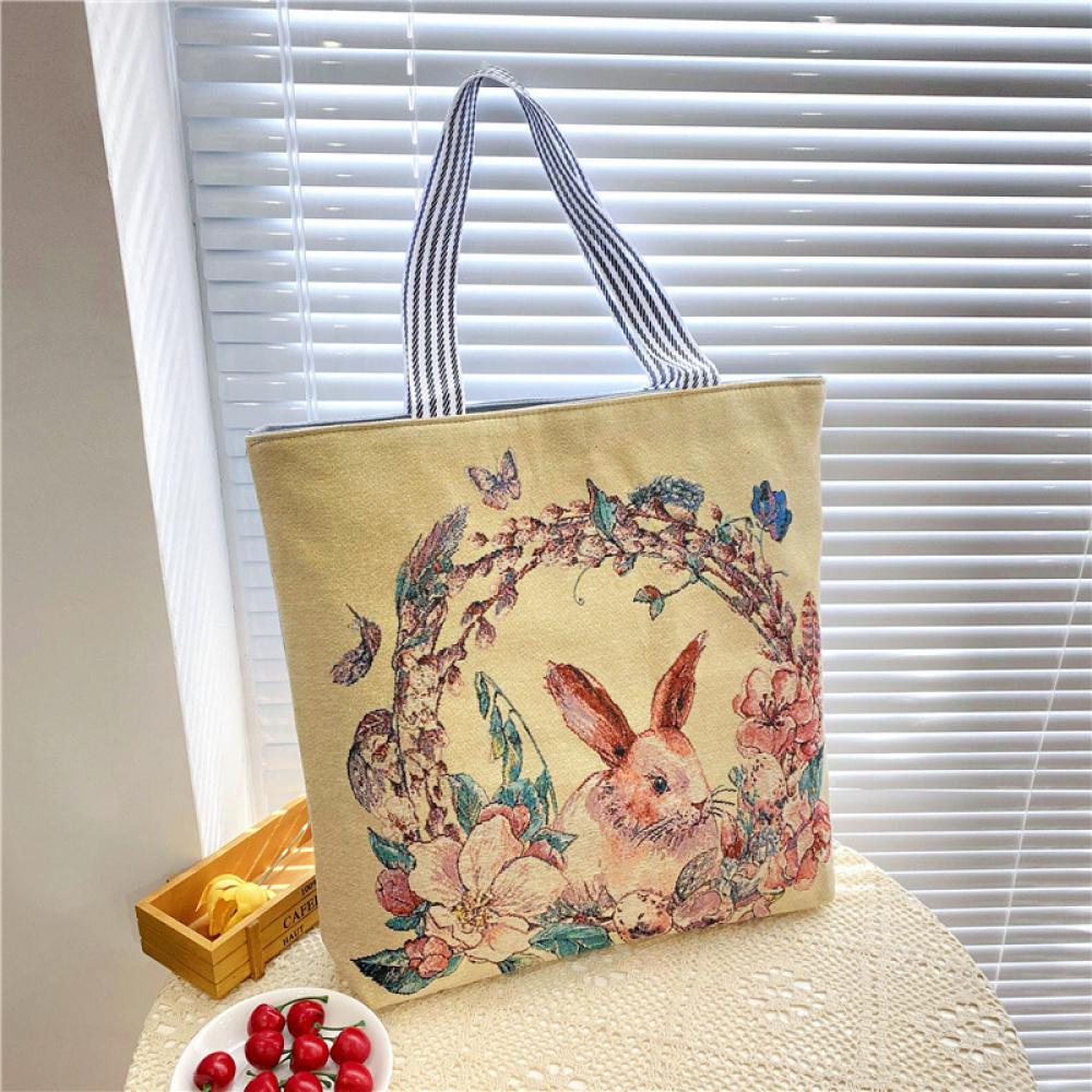 Canvas Bags Handbag For Women Shopper Cute Cat Shopping Tote Bag With Zipper Designer Bag Japanese Style Cartoon Large Shoulder Bags