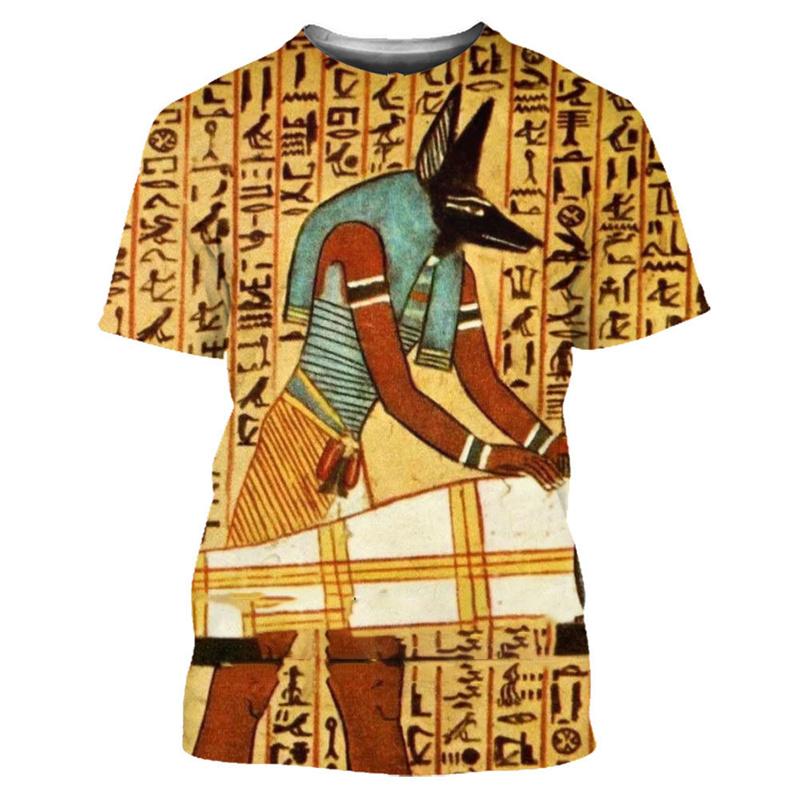 3D Gedrucktes Ägyptisches T-Shirt Herren Retro Ägypten Muster T-Shirts Sommer Harajuku Lockere T-Shirts Kurze Ärmel Unisex Rundhals Oberteile