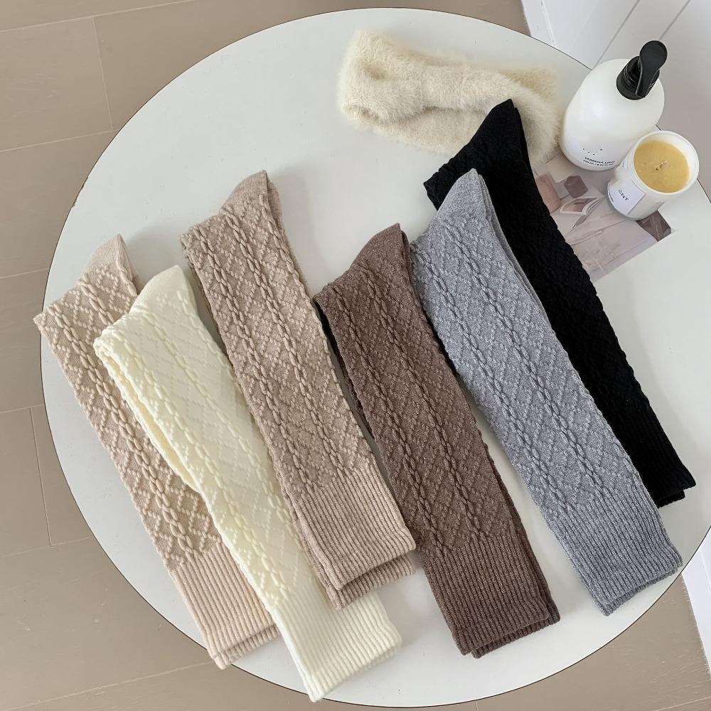 Warm Calf Long Socks JK Knitted Stockings Solid Color Twist Stockings Women  Autumn Winter