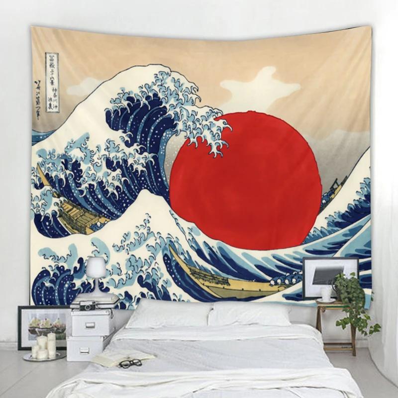 

Japanese Kanagawa Big Wave Tapestry Psychedelic Tapestry Teen Indie Room Decor Macrame Wall Hanging Large Fabric Wall Tapestry 74x94cm(29x37in)