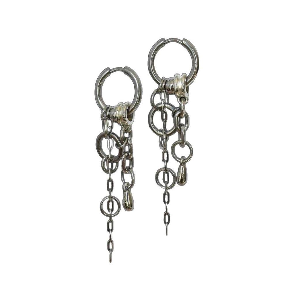 Zinc Zinc Alloy Drop Earrings Decorative Gothic Earrings Streetwear Chain Hoop Earrings  Women серебряный