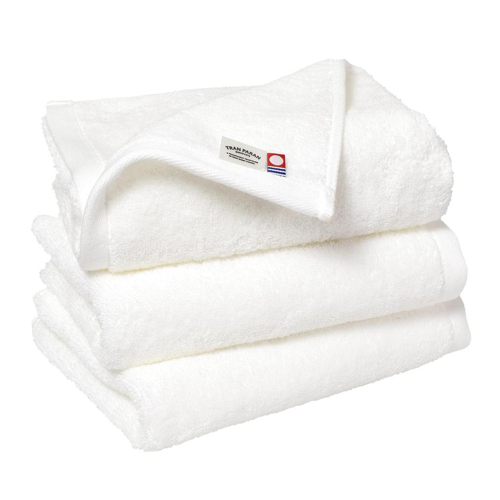 Transparan Imabari Face Made In Cotton Towels, 3-Piece Set, Luxe, Japan, Thick, Hotel-Grade, Absorbent, 100% (Off-White)