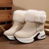 Women S Winter Warm Side Zip Snow Boots Platform Wedge Faux Fur Lined Shoes
