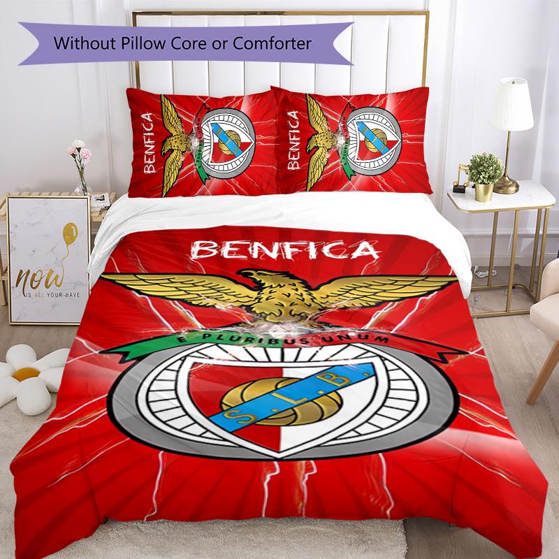 Benfica FC 3pcs Bedding Set Duvet Cover Closure Includes 1 Duvet Cover & 2 Pillowcases for All Seasons Bedroom Home Dorm Decor