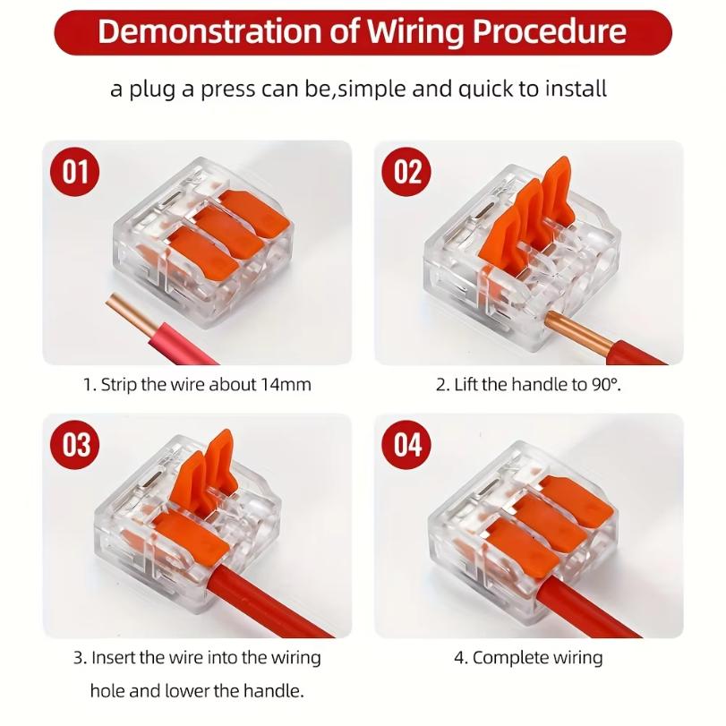 30pc Set of Orange Combination Cable Connectors 2-Port/3-Port/4-Port/5-Port Quick Cable Electrical Jacketed Connection Terminals