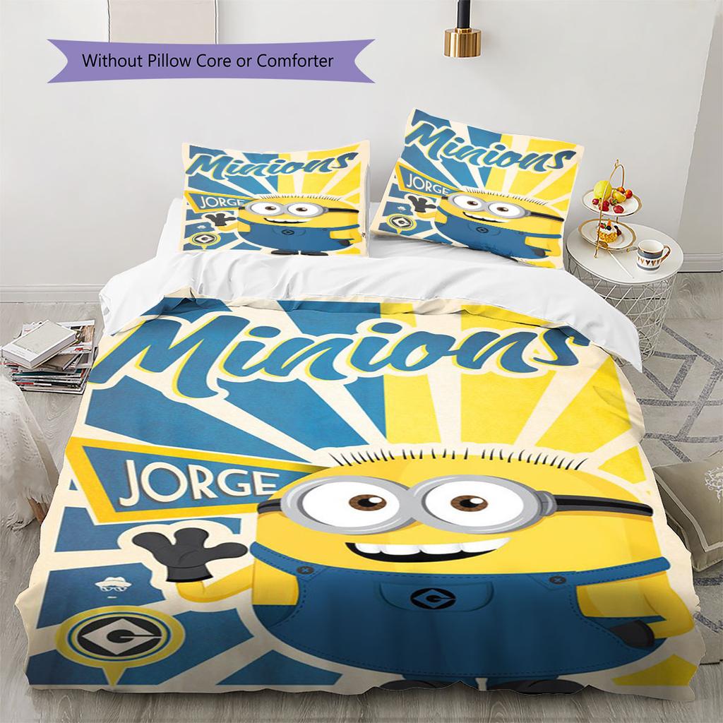 Jorge The Minion's Adorable Greeting: A Comfortable and Cozy Bedding Set—the Perfect Choice To Decorate Your Bedroom.