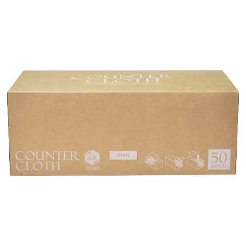 Strix Design Disposable Antibacterial Counter Cloths, Box of 100 (Pack of 2 x 50), Approx. 31 x 60 cm, Beige, Table Dusters, Dishcloths, Non-Woven Fab
