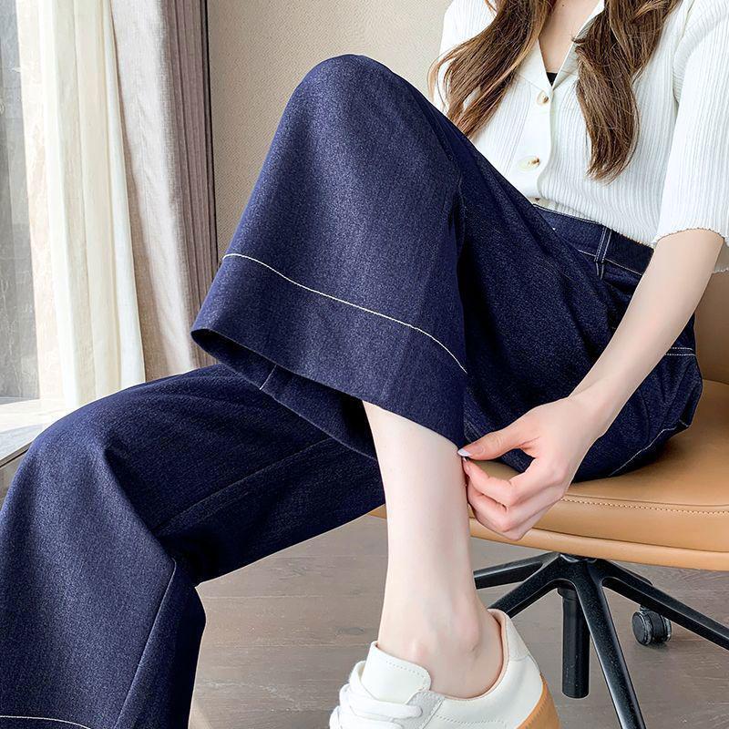 Women’s Plus Size Dark Blue Cropped Wide-Leg High-Waisted Jeans – Summer 2026 Edition 28 fits 100-110 lbs