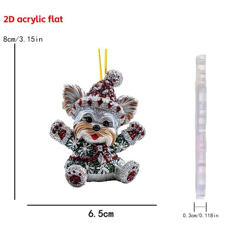 Christmas Tree Pendant Acrylic 2D Cartoon Santa Claus Snowman Festive Hanging Ornaments For Christmas Tree Decor Cute Cartoon