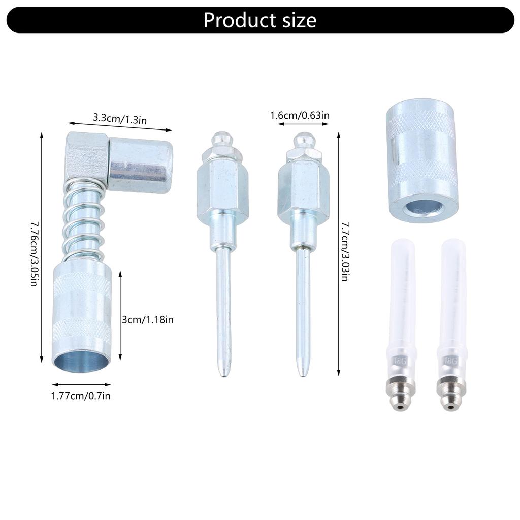 5Pcs Grease Needle Kit 90 Degree Grease Coupler Needle Grease Fitting Nozzle Grease Injector Needle Guns Tip Steel Narrow