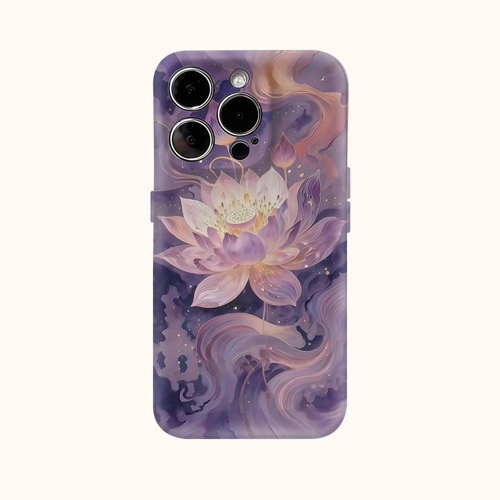 Mystical Purple Lotus Phone Case for IPhone 17AIR 16E 16 15 14 13 12 11 17 Pro Max Plus Double-layer Back Cover