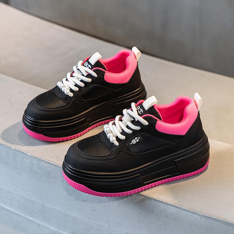 

Fujin 6,5 см натуральная кожа женская повседневная обувь на платформе танкетке женские модные кроссовки массивная обувь летняя вулканизированная скейтборд 39 чёрный