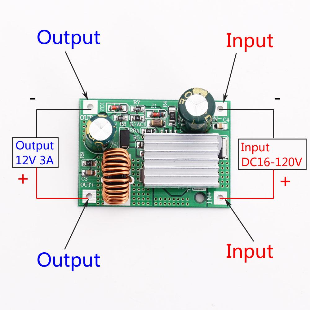DC-DC 9/16V-90/120V Step-down Module Outputs 5V/12V 3A Voltage Conversion Module