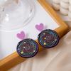 New Autumn And Winter Style Retro Fashion Colorful Personalized Earrings Geometric Square Love Studs