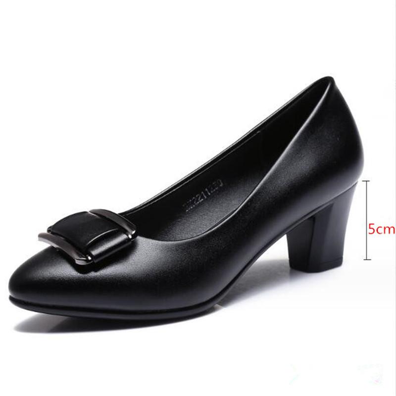 Fashion Size 35-41 Mid Heel Women's Shoes Women Pumps Comfort Thick Heels Round Toe Mothers Shoes Soft Sole Non-slip Office Work Shoes