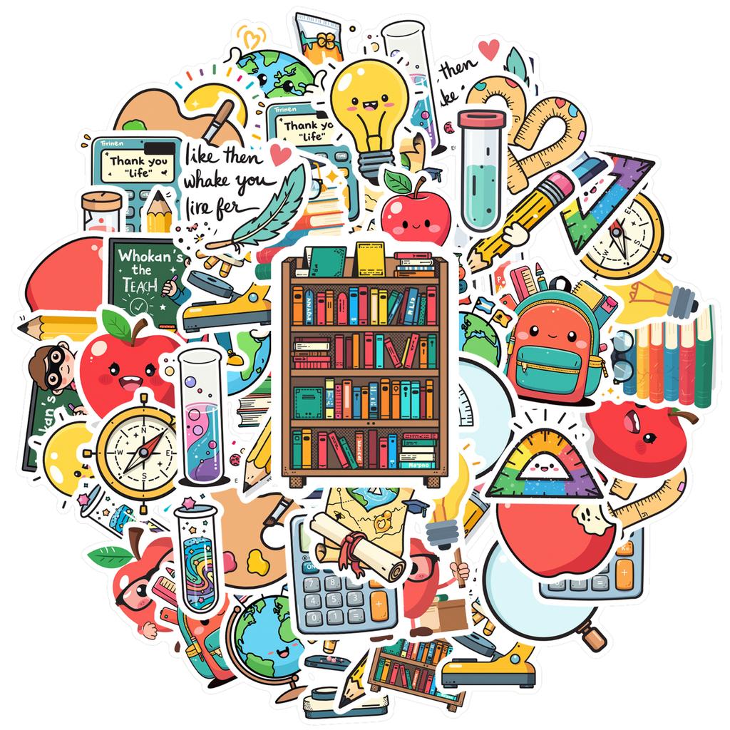 Playful Study Decals Cartoon Learning Teacher Reward Stickers Stationery Stickers For Fridge Laptop Guitar