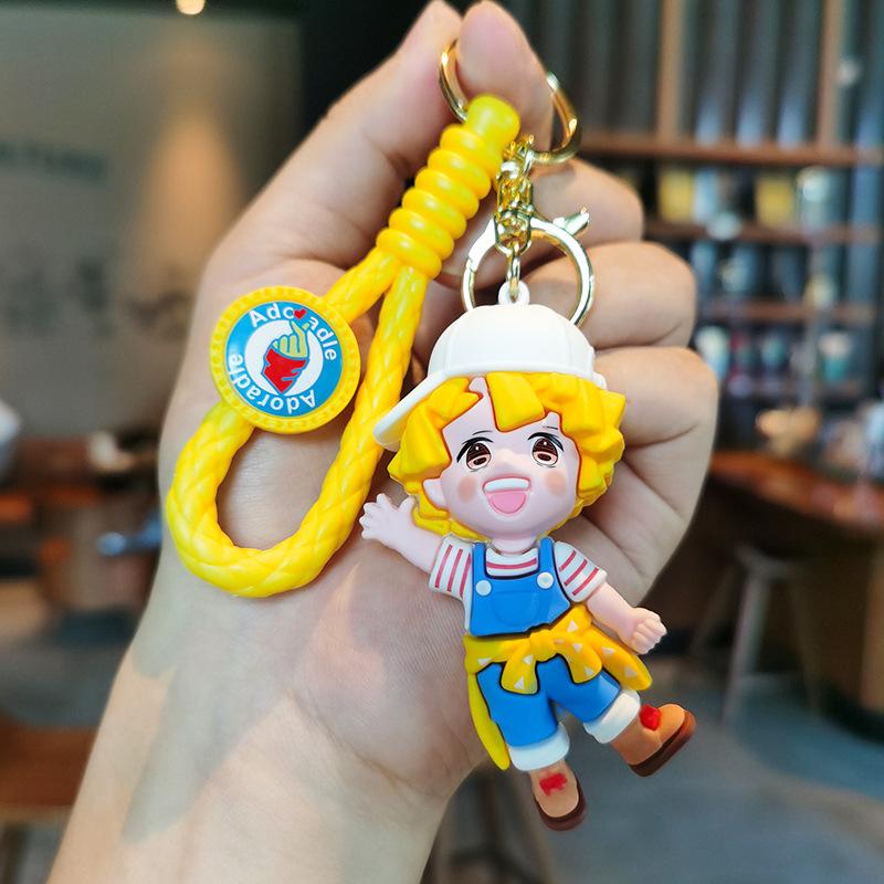 Demon Slayer: Kimetsu No Yaiba Keychain Knitted Style Cartoon Miko Character Business Accessory Couple's Bag Y2k Fashion