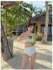 Korean-Style One-Shoulder Push-Up Bikini with High-Waisted Pants: Solid Color and Sexy Split Design