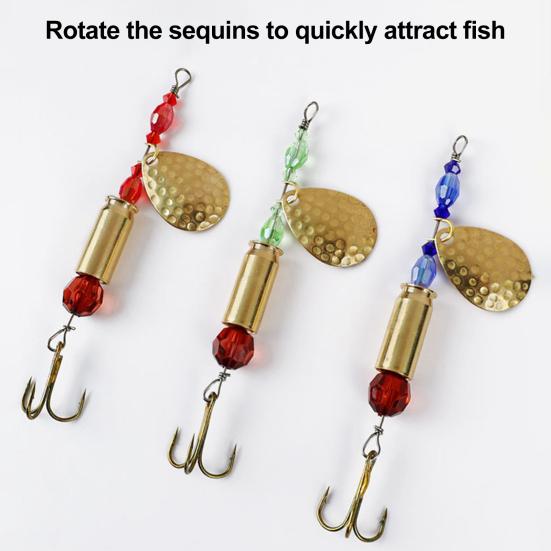 5Pcs Blade Rotating Spinner Metal Lures with Treble Hooks Streamlined Design Bright Colors Artificial Spoon Baits Freshwater Fishing Baits