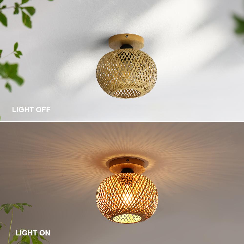 Bamboo Ceiling Lamp Rattan Wicker Handmade Restaurant Living Room Dining Room Coffee Shop Indoor Lighting Creative Ceiling Lamp