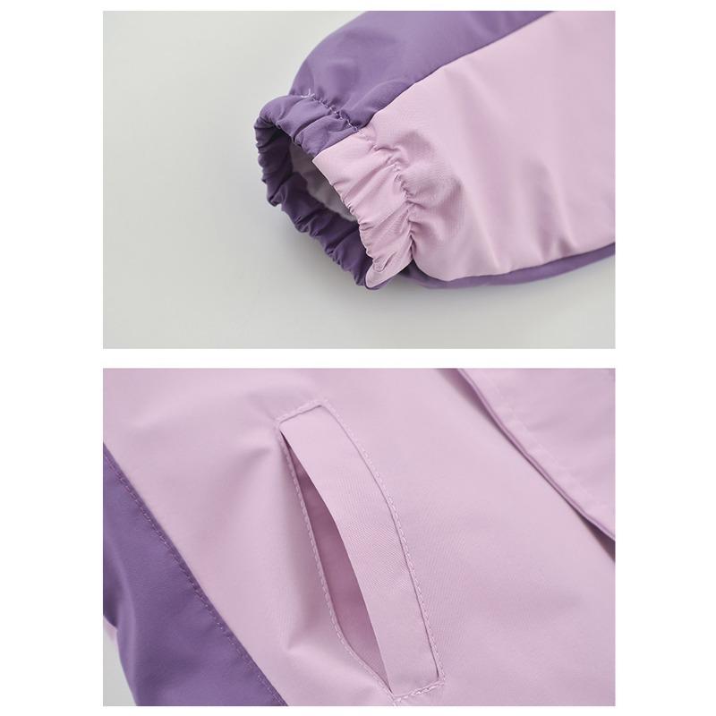 Girls Color Block Waterproof Hooded Outdoor Casual Windbreaker Jacket