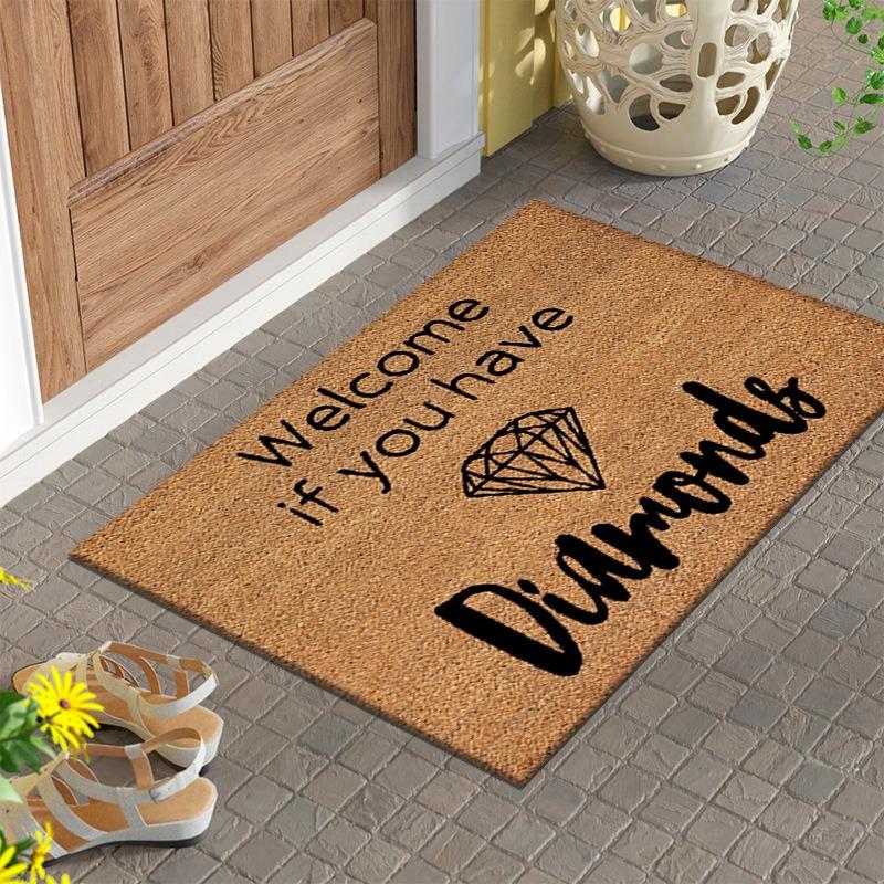Green Leaves "Welcome" Area Rug, Soft Non-Slip Indoor Outdoor Floor Mat for Entrance and Living Room Decor