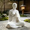 White Minimalist Zen Meditation Sculpture Calming Spiritual Art Figurine Decor for Home Shelf Yoga Studio Ornament