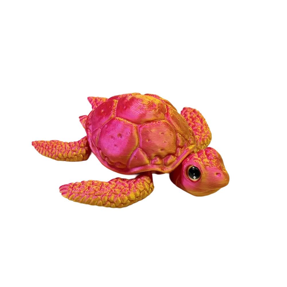 

3D Printed Flexible Joint Sea Turtle Ornament Cute Home Car Desk Decor Collection Hobby Gift for Family 1pc