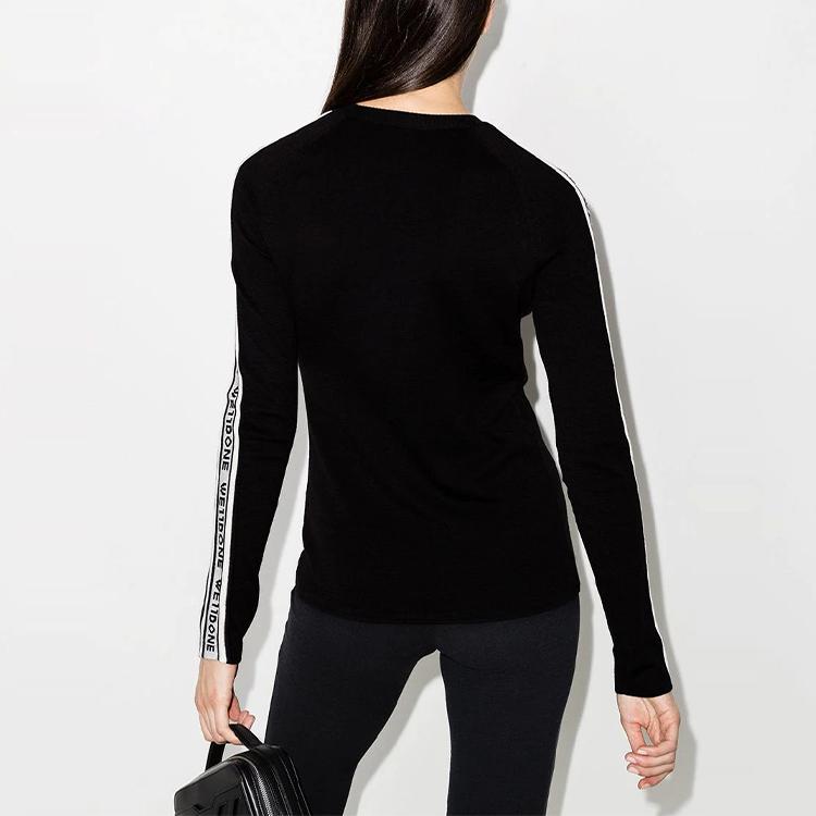 WE11DONE Logo Round Neck Wool Sweater Slim Fit Women Sweater Black WD-KT9-20-042-W-BK