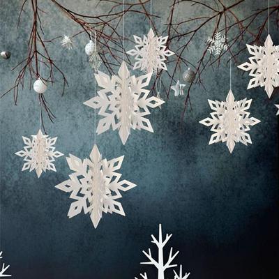 6pcs Card Paper 3D Hollow Snowflake Hanging Ornaments Decoration for Christmas Party