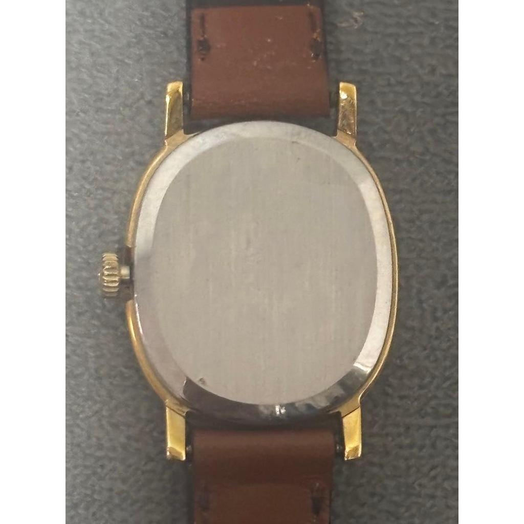 Used Operation OMEGA Omega ladies watch gold dial brown leather belt hand winding