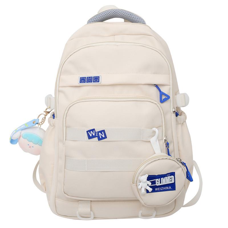 

Winter New Large Capacity Letter Solid Color Retro Backpack Korean Style Student Backpack Two-Piece Set