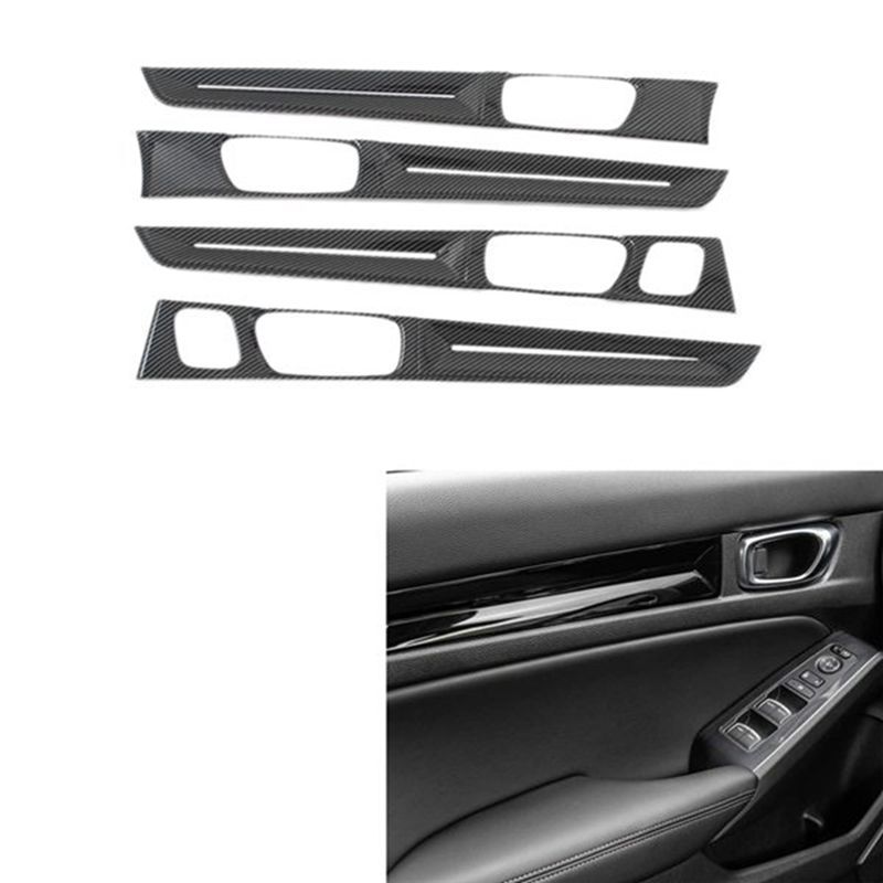 Car Carbon Fiber Inner Door Panels Strip Decoration Cover Trim Car Interior Door Trim For Honda Civic 11Th Generation -