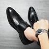 Men's Double Buckle Pointed Toe Leather Monk Shoes, Plus Size Formal Business Casual Footwear