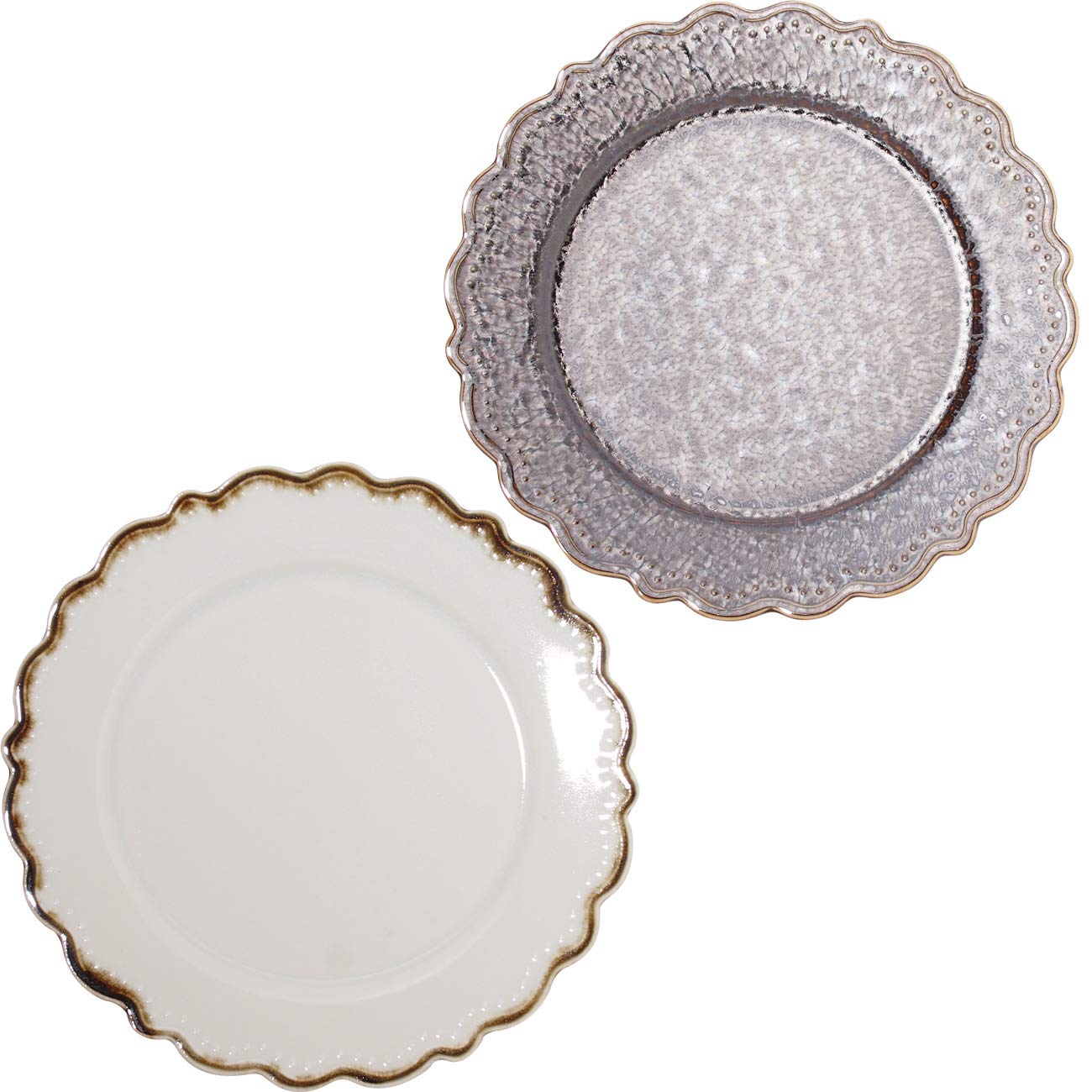 

Minoru Pottery Mino Ware omnis 230 Round Plate, KURO & SABI, Set of 2 Colors