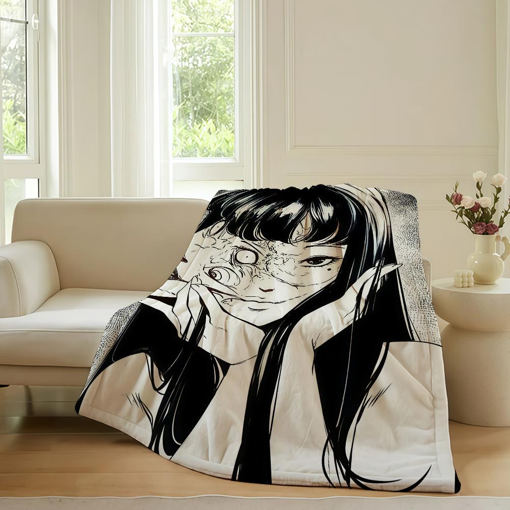 Horror anime Tomie Kawakami Blanket For Sofa Office Bed Plane Travel Sleep Read Relax Camping Soft And Warm
