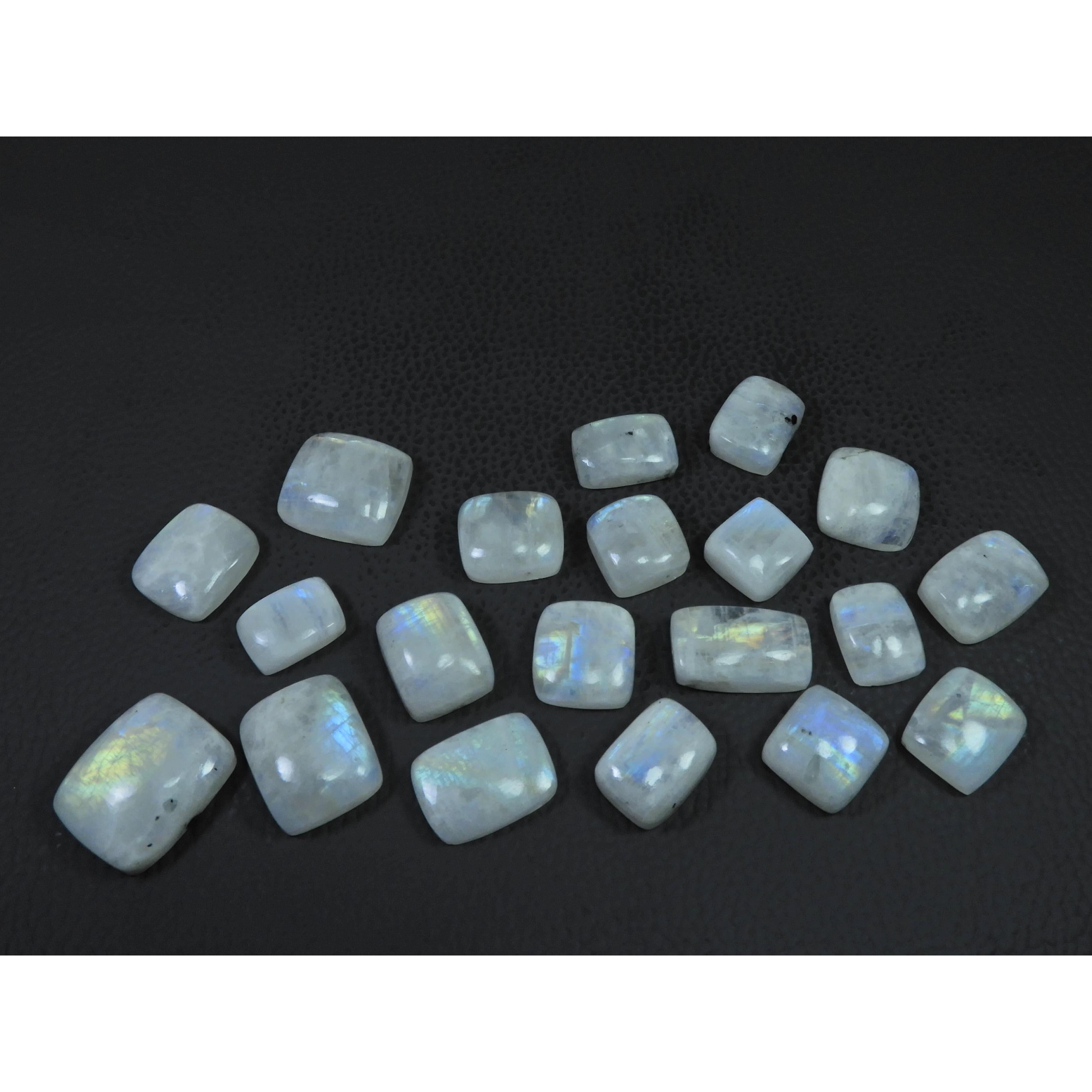 

293Cts. Natural Rainbow Moonstone Octagon Cabochon Loose Gemstone 20Pcs Lot C-693