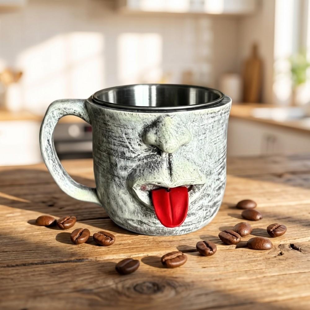 Resin Teasing Facial Mug Fun Hot Cold Beverage Cup Shaking Tongue Coffee  Cup  For Home Office