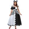 M-XL Lolita Alice Fantasy Wonderland COSPLAY Black and White Checked Mickey Dress Uniform Halloween Costume