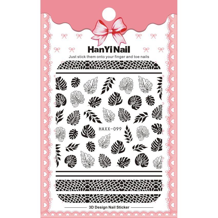 1 Sheet 3D Adhesive Nail Sticker Geometric Patterns Flowers Butterfly Decal for Nail Art Decoration